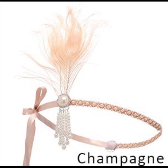 🆕Roaring 20’s flapper pearl pink tie head piece - Picture 2 of 6